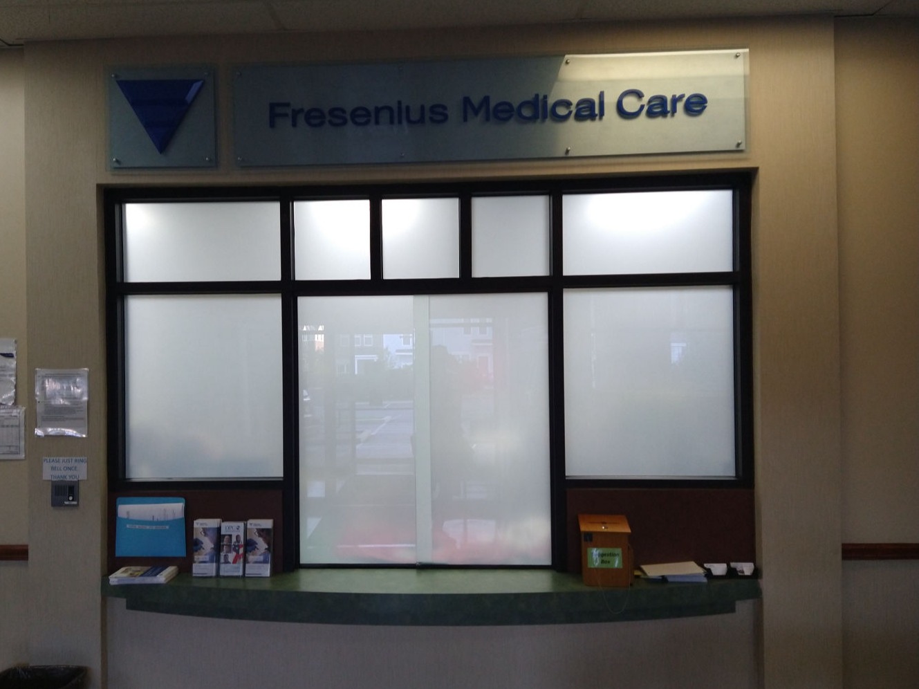 Frost film for privacy, Fresenius medical in Bloomington, Indiana